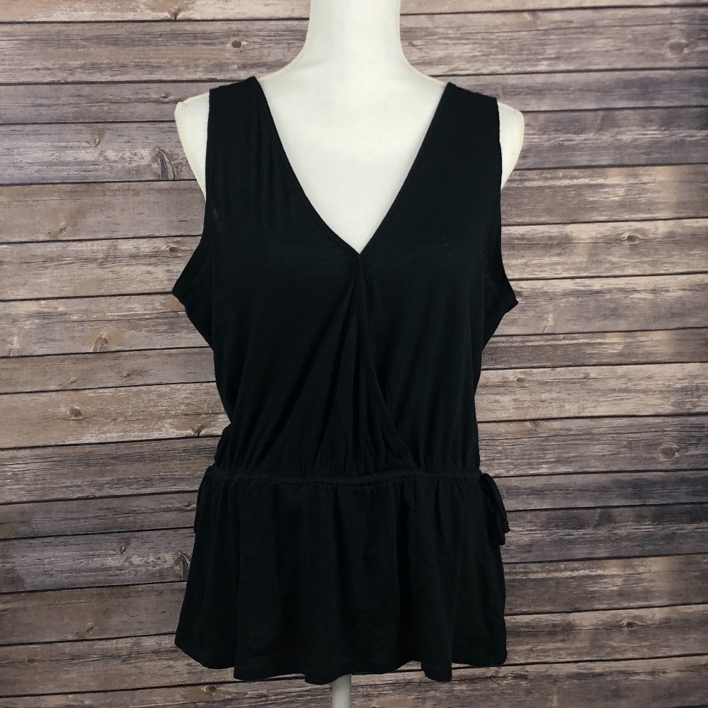 Anthropologie Pure + Good Becka Wrap Top Black